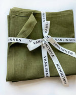 Load image into Gallery viewer, Hunting Green 100% Linen Napkins (Set of 4) – 45x45 cm