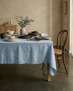 Load image into Gallery viewer, Tablecloth from soft linen in dusty blue

